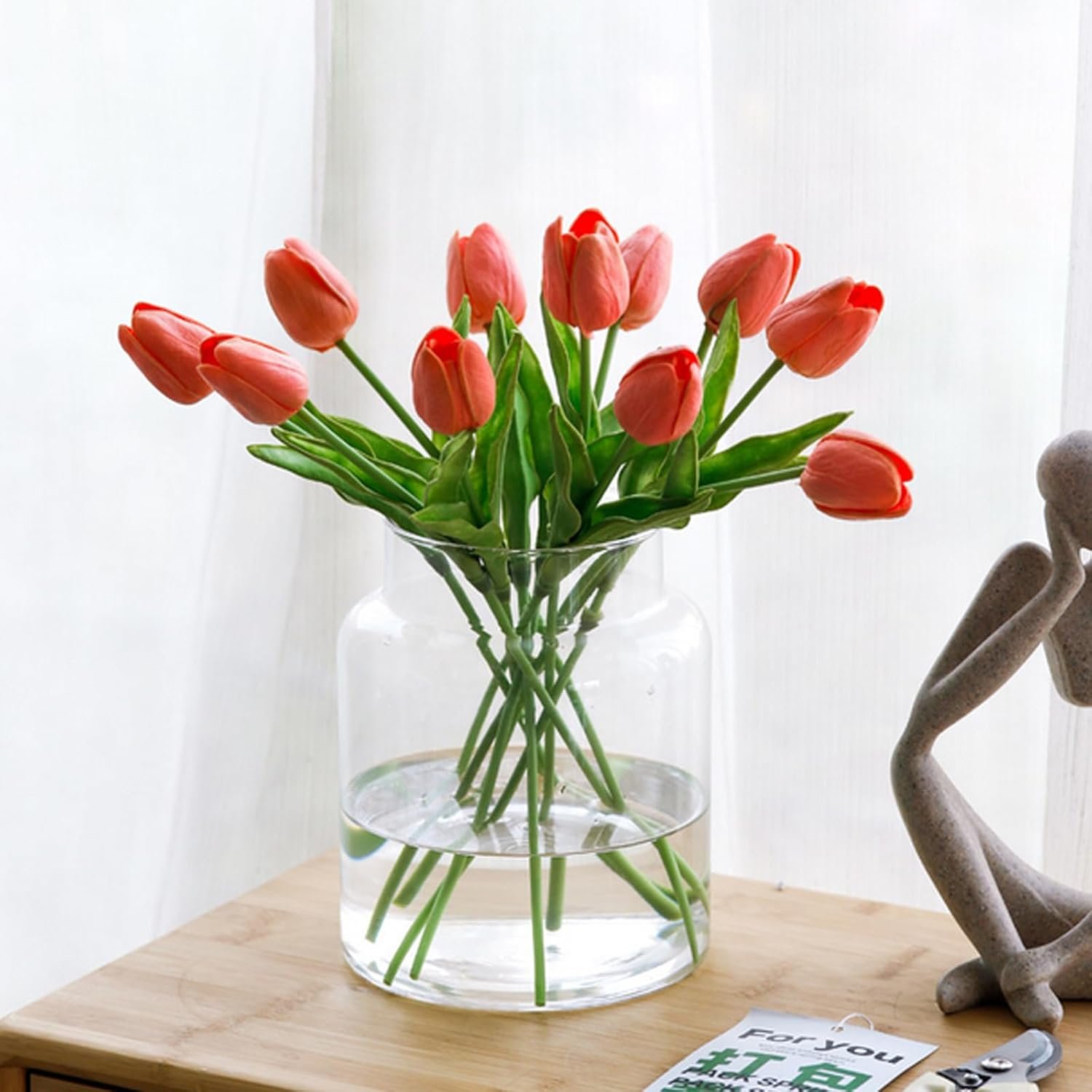 Klare Vasen für Mittelstücke Innjoii Glas-Große Klarglasvasen Breite Große Blume Vintage Moderne Mund Vase Riesige Home Decor, Bouquet Vasen Home Decor Modern für Hochzeit Wohnzimmer Esstisch