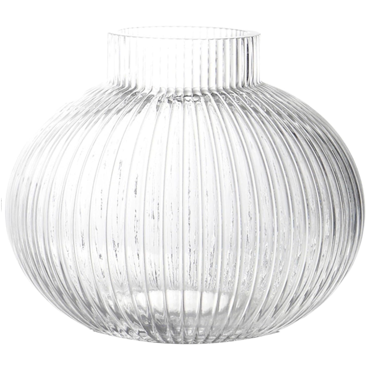 Glasvase, gerippte Vase für Blumen, Blumenvasen für Tulpen, geriffelte durchsichtige Vasen für Wohnzimmer, Esszimmer, Schlafzimmer, Regal, Hochzeit, Büro, Couchtisch, Geburtstag, 19 cm