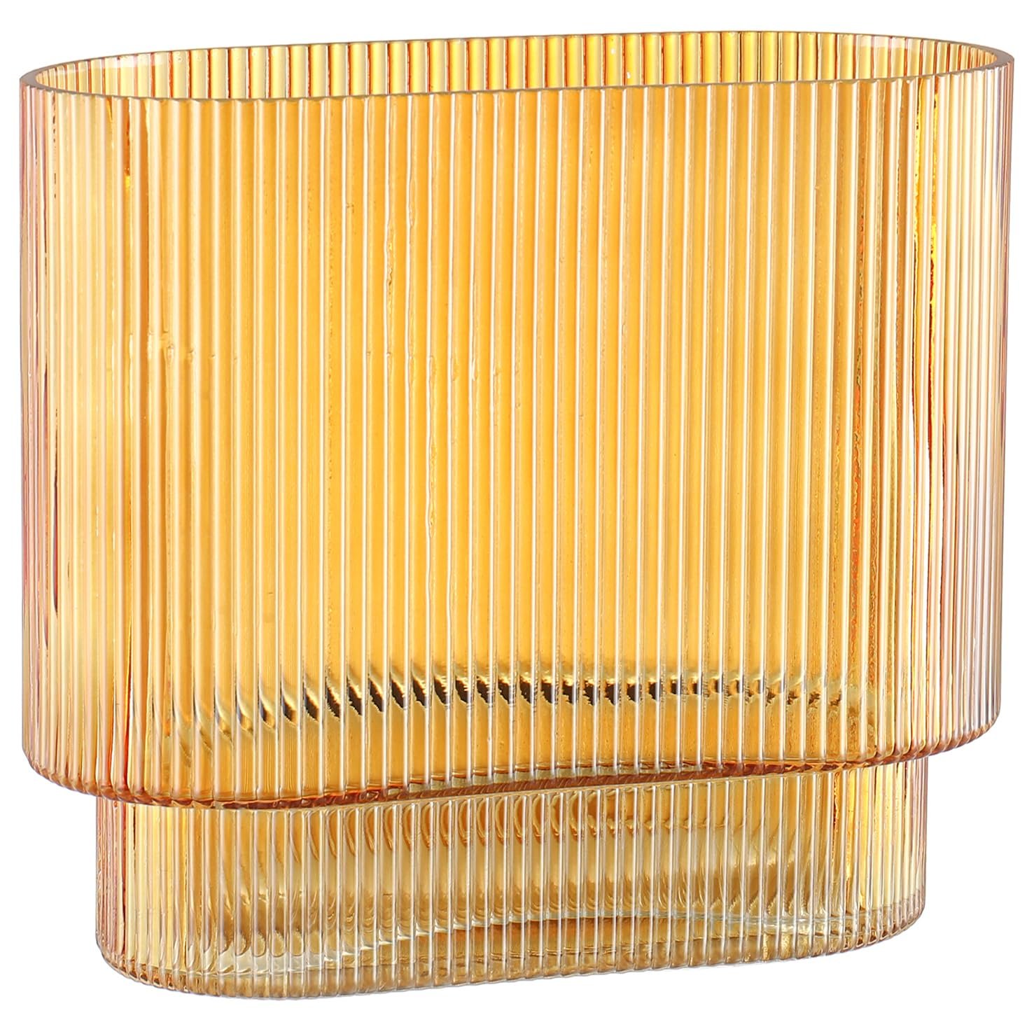 Glasvase, gerippte Vase für Blumen, Blumenvasen für Tulpen, geriffelte durchsichtige Vasen für Wohnzimmer, Esszimmer, Schlafzimmer, Regal, Hochzeit, Büro, Couchtisch, Geburtstag, 19 cm